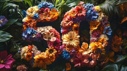Fototapeta premium A flower arrangement with the number 50 written in it