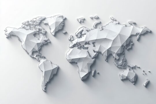 Flat vector illustration of a gray world map on a white background