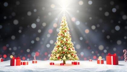 Obraz premium Abstract fantasy festive christmas tree background header wallpaper background 3d illustration , with white tonespng