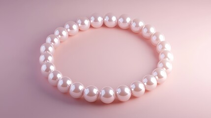 Obraz premium Elegant Pink Pearl Necklace on Soft Pink Background