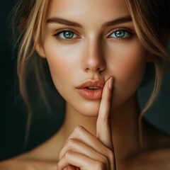 A close-up portrait of a woman, capturing her expression and natural beauty.