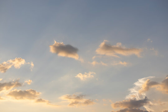 Sky replacement golden sunset clouds blue