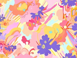 Vibrant Floral Symphony: An Abstract Delight of Colors and Blooms