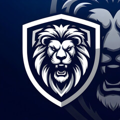Obraz premium lion head shield illustrasion
