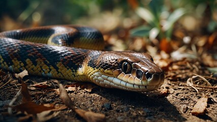 Obraz premium Puffing Snake - Phrynonax poecilonotus is a species of nonvenomous snake in the family Colubridae. The species is endemic to the New World.