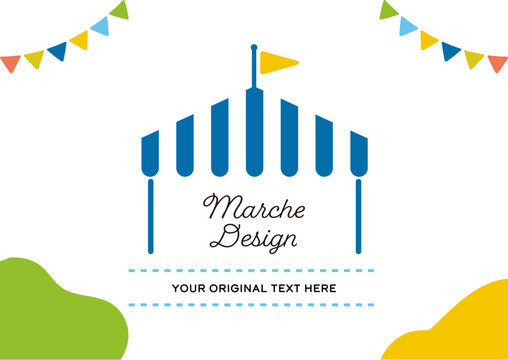 Tent, garland and flag icon vector illustration title background event poster material natural and cute pop design colorful