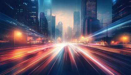 Obraz premium Urban Haze City Lights and Motion Blur