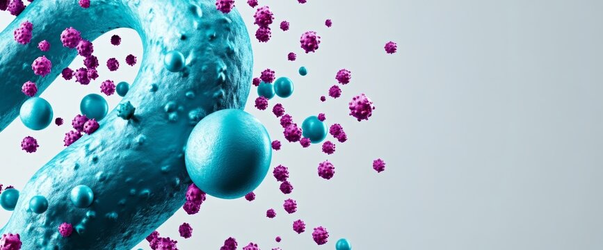 A macro view of a coronavirus (COVID-19) cell emphasizing the delta plus variants BA.5, BA.2.75, and BA.4 related to Omicron. This illustration showcases the delta plus variant of COVID-19,