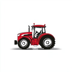Naklejka premium Logo design, vector illustration of a tractor, red and white color scheme, white background