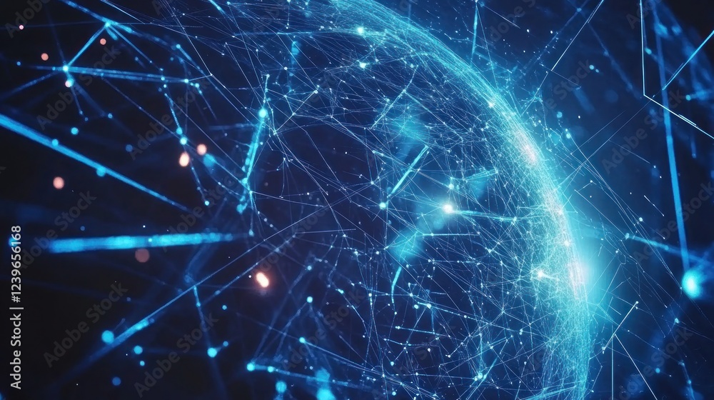 Poster abstract network globe with glowing points and lines in a digital space
