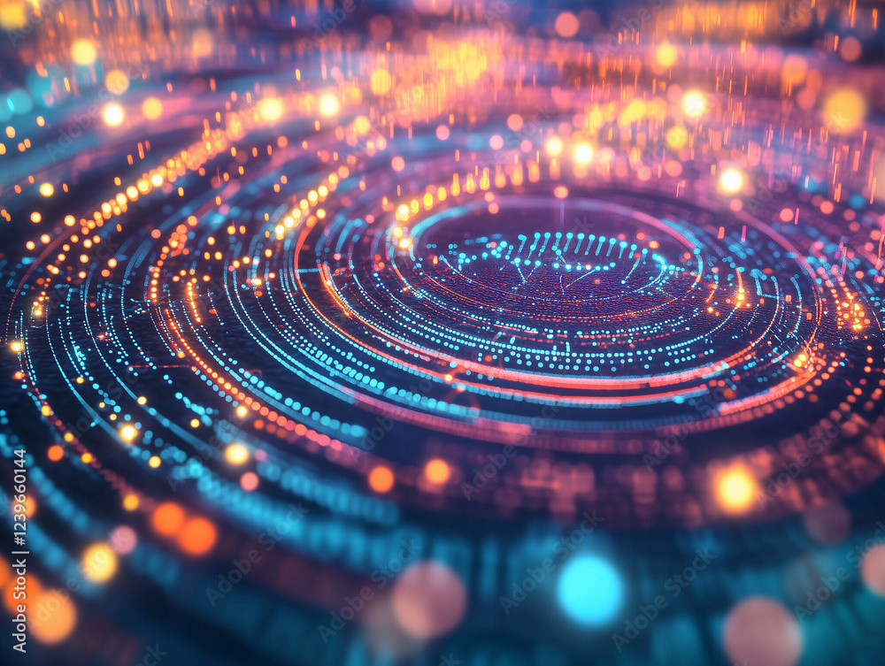 Poster abstract technology background featuring interconnected lines encircling earth's surface, creating a
