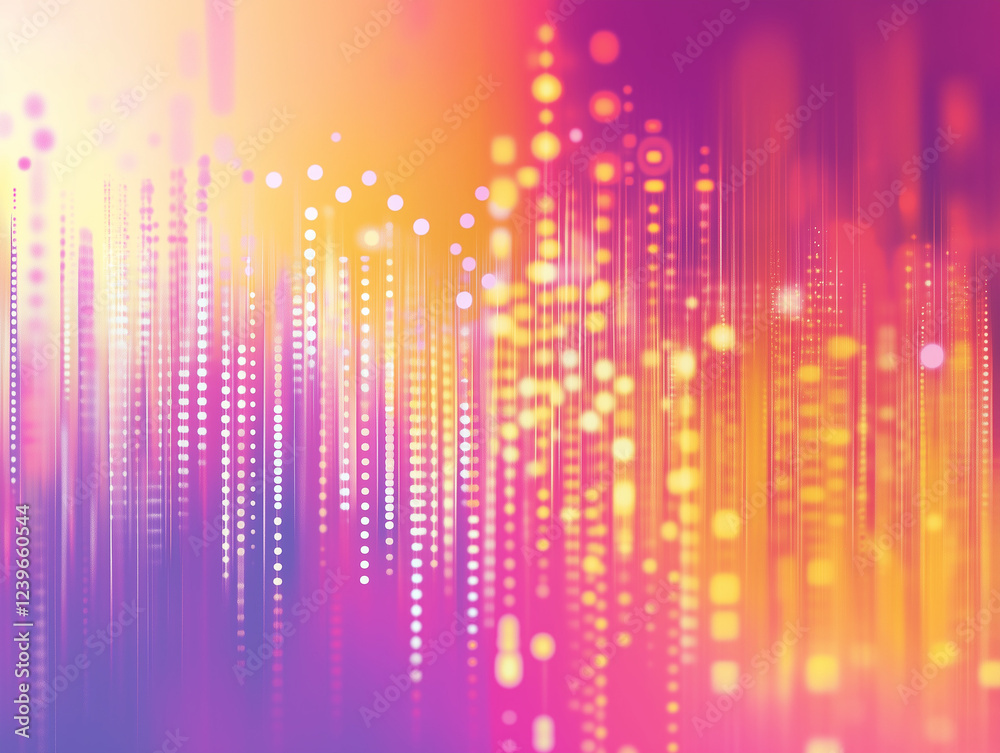 Poster abstract technology background features a vibrant array of geometric shapes arranged in a mesmerizin