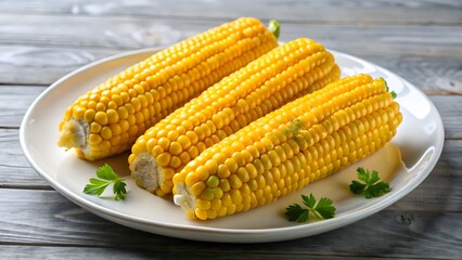 Three Corn on the Cob on a Plate
