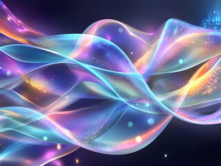 Naklejka premium Abstract Luminous Waveforms with Particle Effects