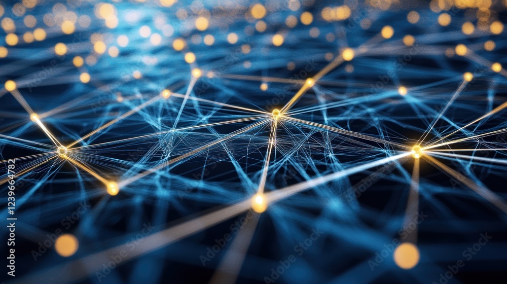 Poster abstract network connections with glowing nodes and dynamic lines