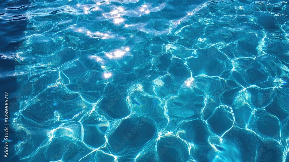 Poster A stunning high-angle view of pool water on a sunny day, where ripples and reflections create an abstract and tranquil visual symphony.