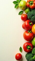 Assorted fresh vegetables arranged on white background, nature, closeup, lettuce