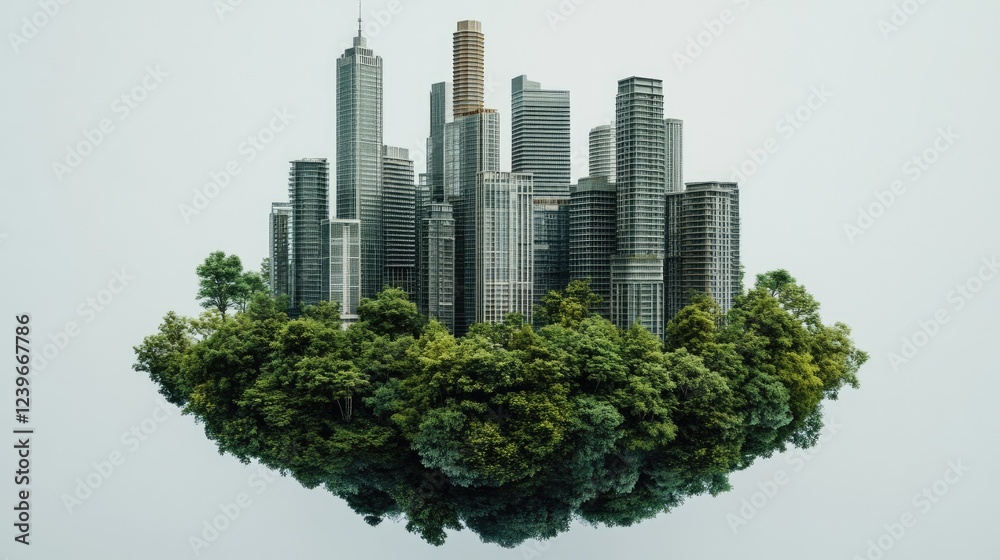 Leinwandbilder a symbolic representation of urban growth, emerging seamlessly from a lush forest, blending nature w