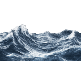 Large sea waves on white background
