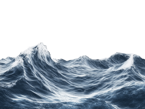 Large sea waves on white background