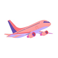 Airplane Simple Flat Design White Background , generation AI 