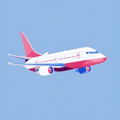 Fototapeta premium Airplane Simple Flat Design White Background , generation AI 