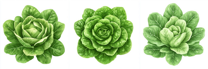 Obraz premium Fresh Flat Design of Lettuce Heads