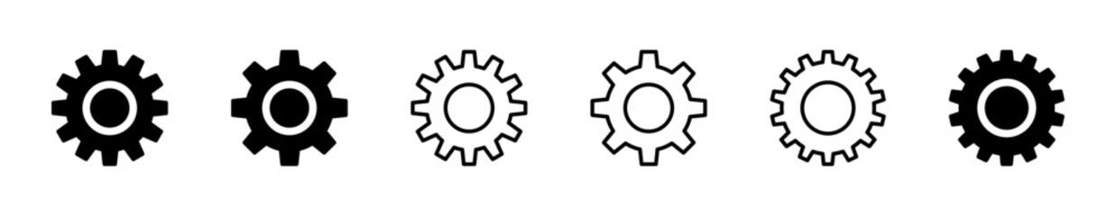 Gear icon set, black gear wheel icons collection. Cogwheel vector icon. settings icon