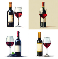 Elegant Design of Wine Glass and Bottle Arrangement