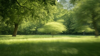 Obraz premium Sun Dappled Green Meadow Peaceful Summer Landscape