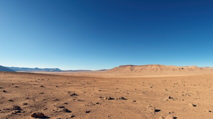 Expansive Desert Landscape Under Clear Blue Sky