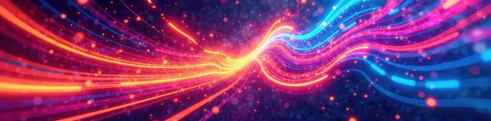 Obraz premium Dynamic swirling lines, vibrant hues create abstract motion effect, colorful background, graphic