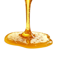 Golden honey dripping on a transparent background, highlighting its texture
