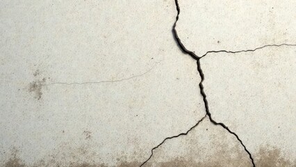 A cracked concrete wall shows signs of wear and damage. Concept of structural failure.