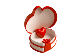Red heart shaped gift box,box in Red Dill white background, isolated.,png,Valentine's Day, celebrations, love themes, greeting cards, social media posts, and crafts.
