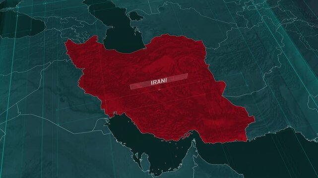 Zoom in to the map of Iran with text, textless