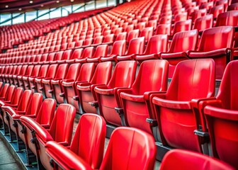 Empty Red Stadium Seats: Macro Photography of Sport's Solitude