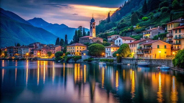Enchanting Nightfall: Pescallo Village, Lake Como, Italy