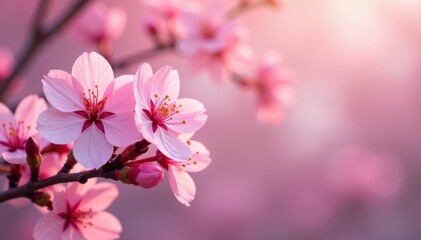 Soft pink blossoms, delicate petals, vibrant background, botany, peony
