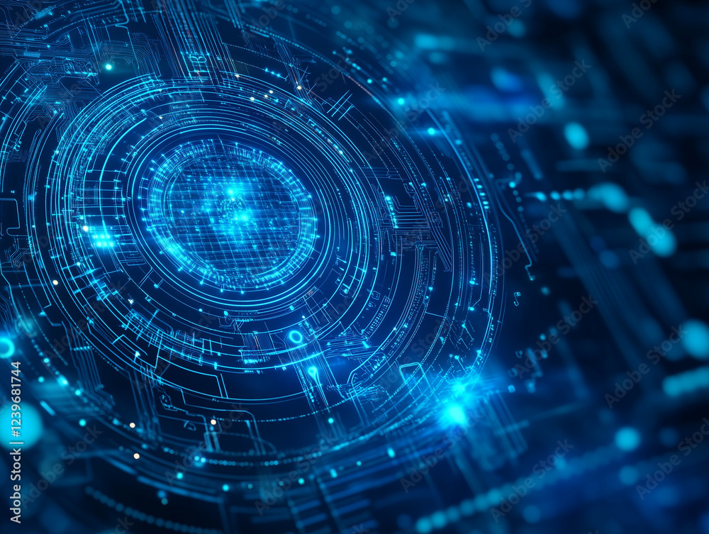 Fototapete abstract blue digital background showcases a mesmerizing display of intricate patterns and futuristi
