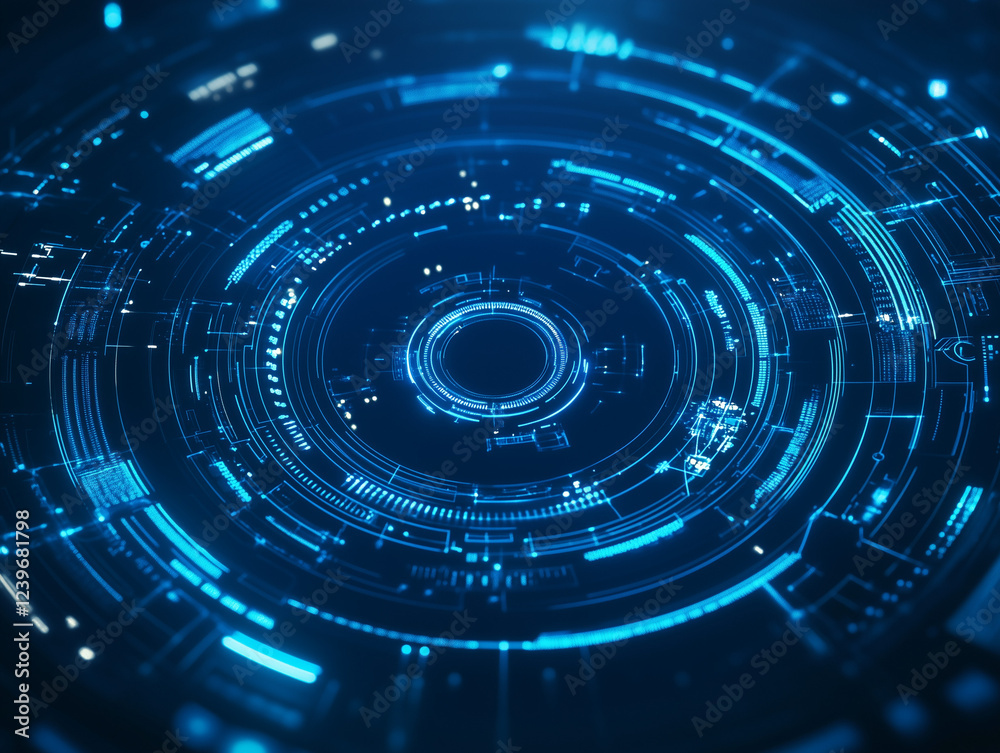 Poster abstract blue digital background showcases a mesmerizing display of intricate patterns and futuristi