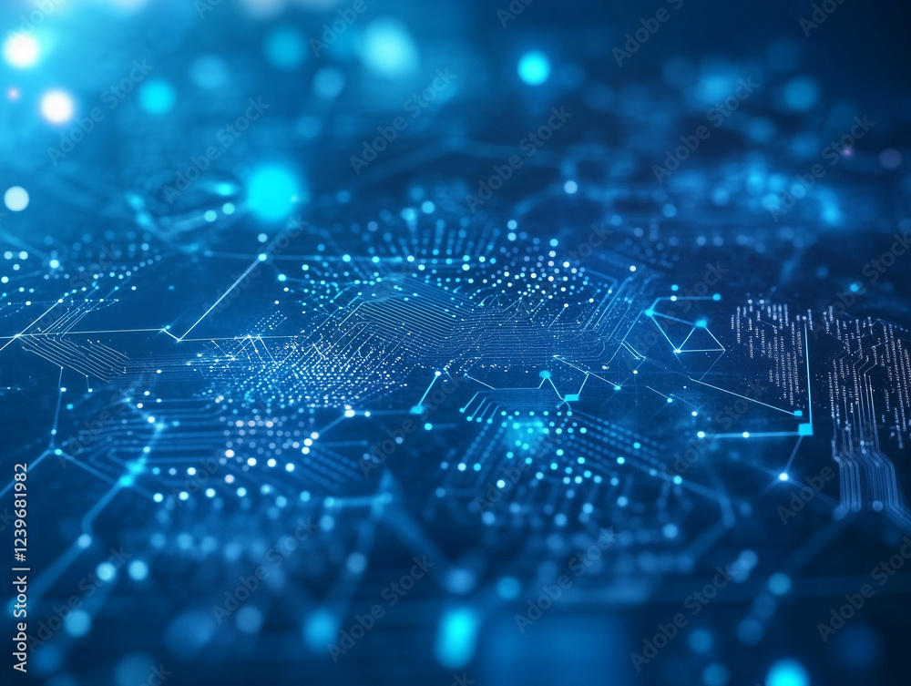 Fototapete abstract blue digital background showcases a mesmerizing display of intricate patterns and futuristi