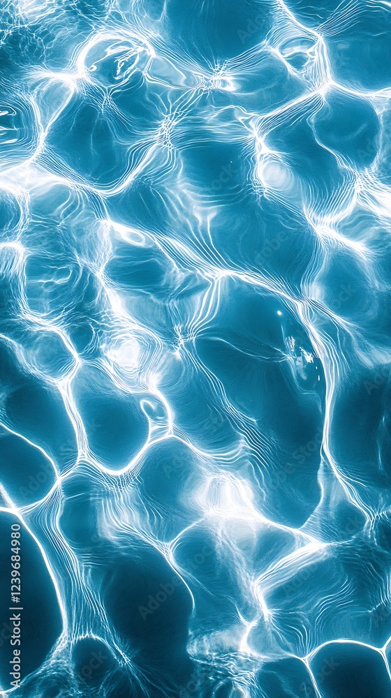 Leinwandbilder Mesmerizing turquoise water surface with shimmering light patterns and reflections in a tranquil pool : Generative AI