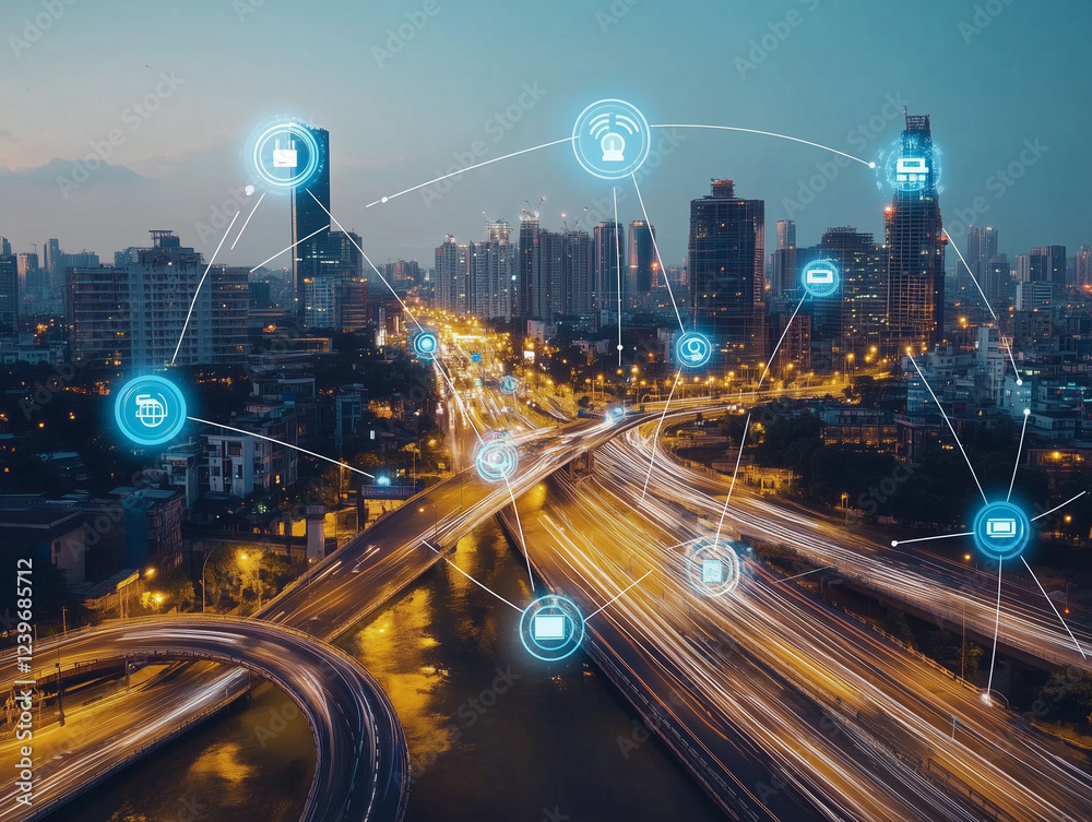 Poster abstract technology background depicts a network connection technology, illustrating intricate web o
