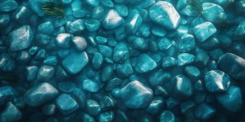 Underwater View of Ocean Rocks with Textured Surfaces and Blue Tones for Nature Photography : Generative AI