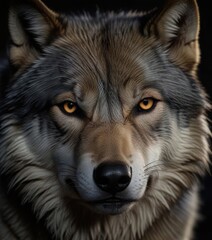 Close-up of a gray wolf's face in the dark of night as it lets out a haunting howl, wolf,  wildlife,  forest
