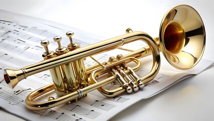 Obraz premium Trumpet on Sheet Music