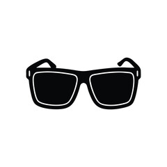 Trendy black sunglasses silhouette vector featuring classic frame perfect for optical logo design summer fashion and branding use
