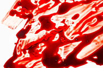  Blood texture. Blood streaks and stains on a white background. Crime and murder symbol.Halloween...