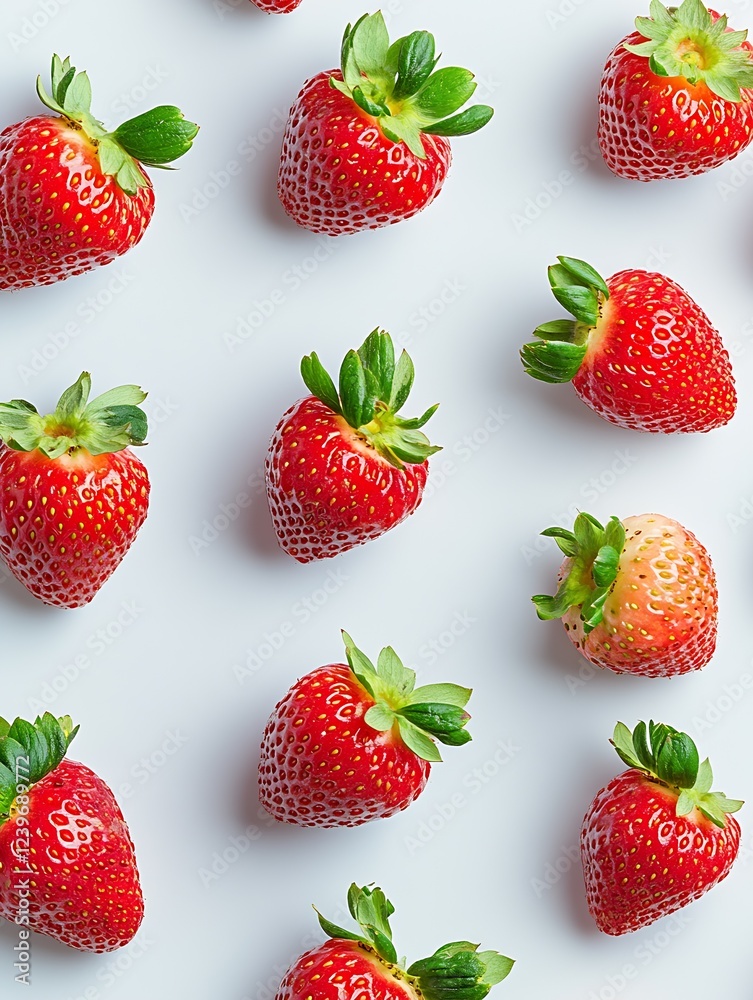 Aufkleber fresh juicy strawberries arranged charmingly on a light background : generative ai